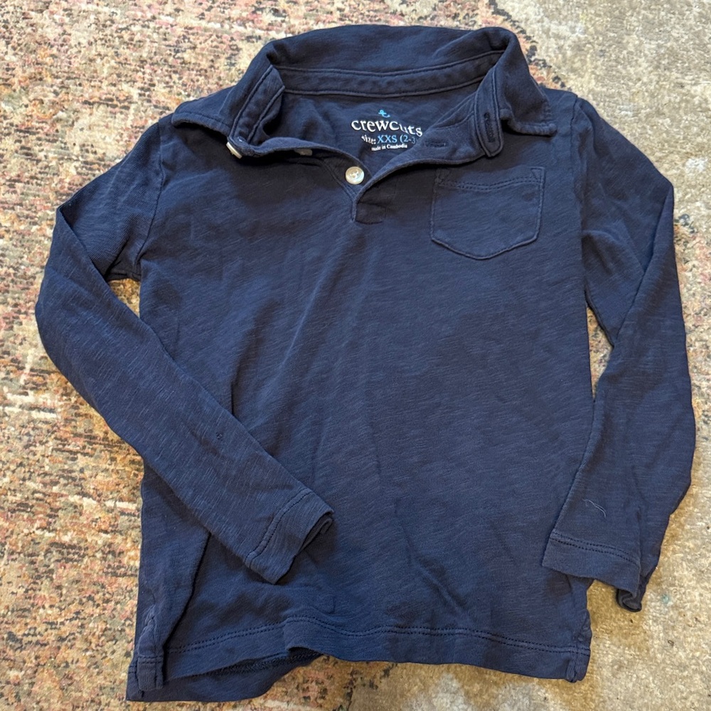 J. Crew Kids Navy Long Sleeve Polo